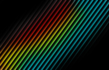 Rainbow gradient with glowing diagonal stripe effect on a black background — futuristic neon waves design featuring vibrant light motion, abstract energy, and layered glow.
