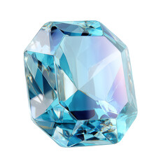  isolated cut aquamarine gemstone with light blue tone
