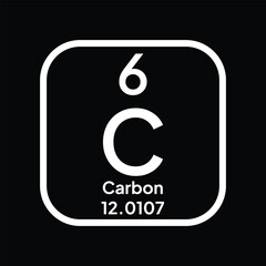 Carbon C chemical element icon. The chemical element of the periodic table. Sign with atomic number
