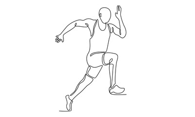 Continue line of man running workout vector illustration