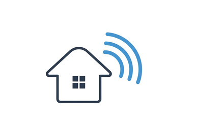 Modern Smart Home Connectivity Illustration for Residential Internet of Things and Wireless Network Technology. Icon of a House Emitting Wi-Fi Signals for Automated Living Spaces