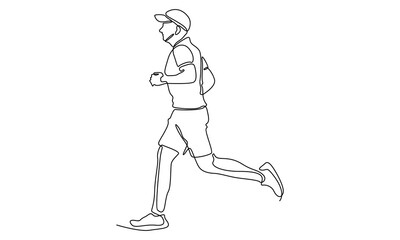 Continue line of man running workout vector illustration