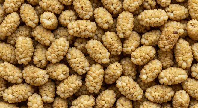 Delicate texture of fresh white mulberries creates a natural food pattern