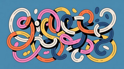 abstract colorful doodle line art