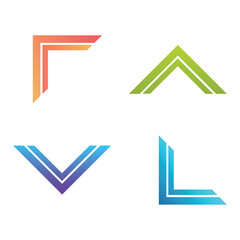 Arrow sign logo elements. Origami paper style, material design. Letter A and V