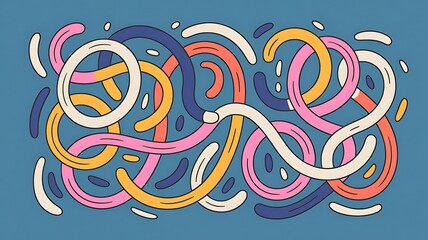 abstract colorful doodle line art