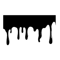 Black dripping liquid silhouette with thick flowing drops isolated on transparent background