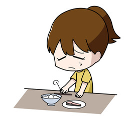 食欲がない女子のイラスト