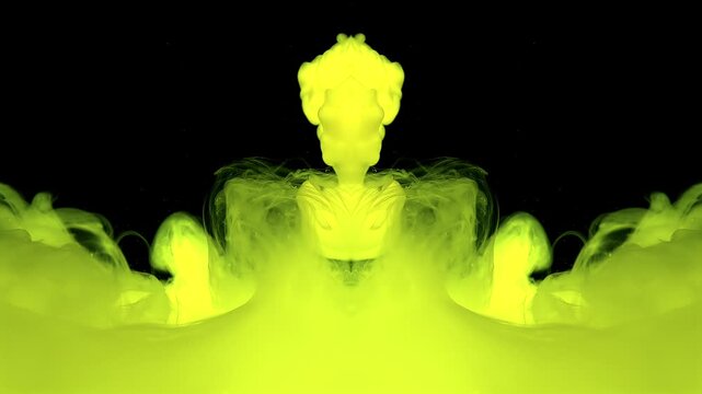 The concept of an acid poisoning cloud. Bright yellow-green abstract blurred background. A meditative screensaver. The psilocybin trip. Hazy watercolor backdrop