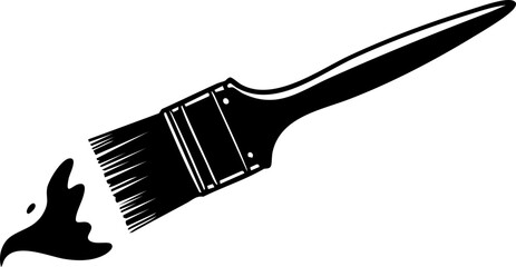 Artistic paint brush creating dynamic black paint splash evoking creativity and professional artistic expression for design projects