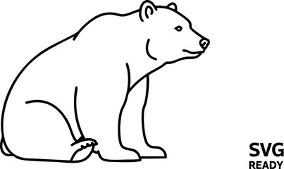 Elegant line art of a majestic bear sitting attentively, a timeless symbol of strength and nature's wild beauty, perfect for designs seeking a natural touch.