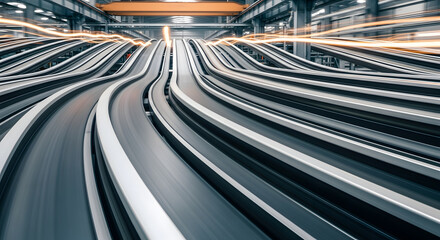 Detailed Abstract Photo of Moving Conveyor Belts Highlighting Industrial Flow