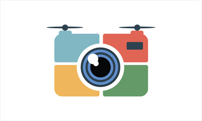 Creative drone camera logo design abstract concept isolated on white background