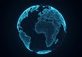 Digital Earth Globe with Glowing Points Representing Connectivity and Technology Trends