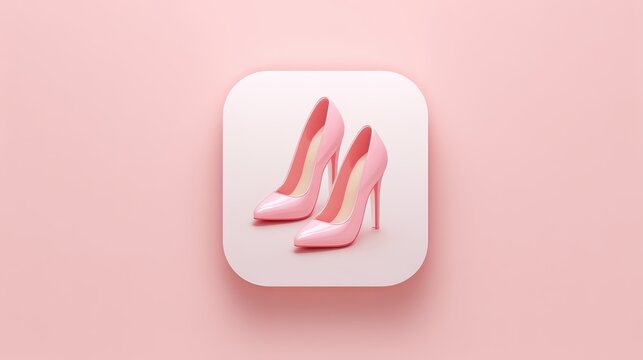 Pair of glossy pink high heel shoes representing feminine elegance, glamour, and style, elevating fashion concepts on a soft pastel background with subtle shadow