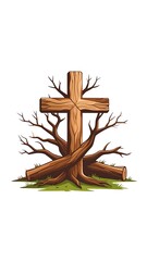 Wooden cross on stump