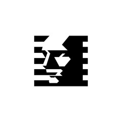 abstract icon of human face silhouette in negative space
