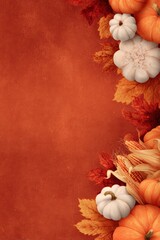 Vertical autumn border with pumpkins, corn husks, and maple leaves for social media reels, mobile wallpapers, and fall branding

