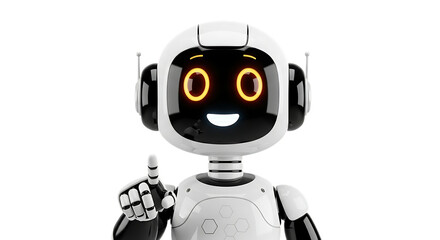 Friendly white robot giving a thumbs up isolated on transparent background, a futuristic and positive representation of artificial intelligence