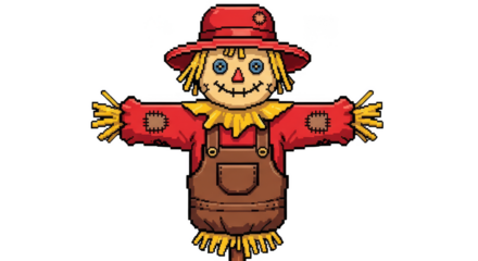Pixel art scarecrow radiates charm