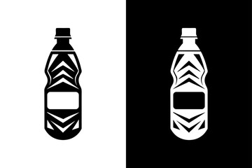 Water Bottle Icon on Black and White Background.