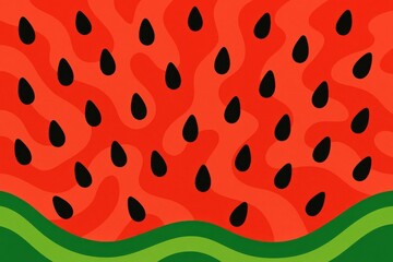 Flat Watermelon abstract background with seeds. AI Generative.