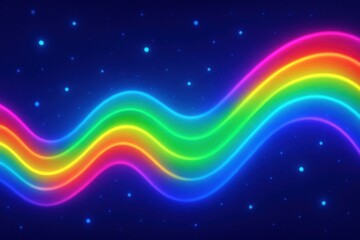 Obraz premium Glowing rainbow curve with stars in dark sky. AI Generative.