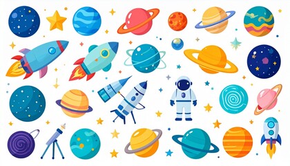 Flat Minimal Vector Galaxy Icon Set
