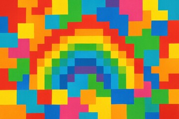 Pixel rainbow abstract colorful mosaic background. AI Generative.