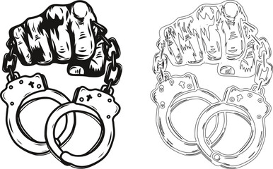 Handcuffs black silhouette icon vector illustration.Handcuffs crime vector silhouette logo illustration handcuffs logo icon silhouette vector, police handcuff silhouette vector, handcuffs arrest 