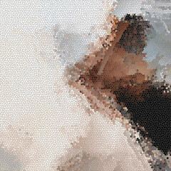 mosaic effect with a dark ash brown, light beige brown, and white overlapping polygonal colors create a textured appearance and form an indistinct abstract form 2
