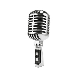 Fototapeta premium Vintage silver microphone isolated on transparent background