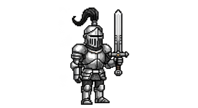 Pixelated Knights Valor Steel Armor Sword