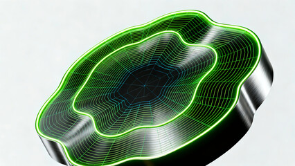 Technical Wireframe 3D Data Landscape on a Minimalist Background