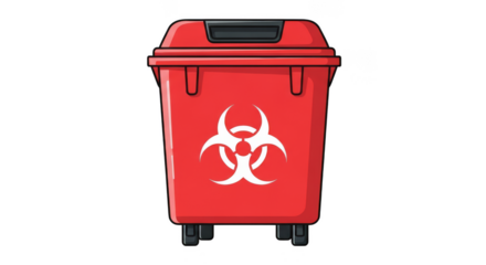 Red biohazard container for medical waste