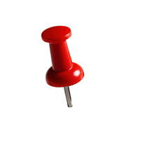 Red thumbtack piercing white cardstock, black frame space, on transparent background with dramatic studio lighting. Concept of material precision