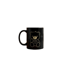 Black Ceramic Mug with Cute Teddy Bear Design | Stylish Coffee Cup for Gift and Decoration.