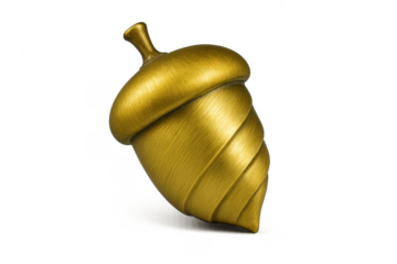 Golden acorn representing wealth and growth on transparent background