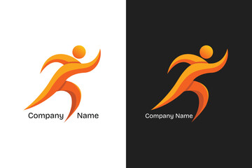 Dynamic Abstract Runner Logo Design for Fitness Sports Branding