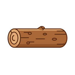 A simple cartoon illustration of a brown wooden log with visible tree rings on its cut end, isolated on a white background.