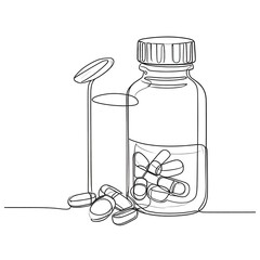 Simple line art medicine bottle