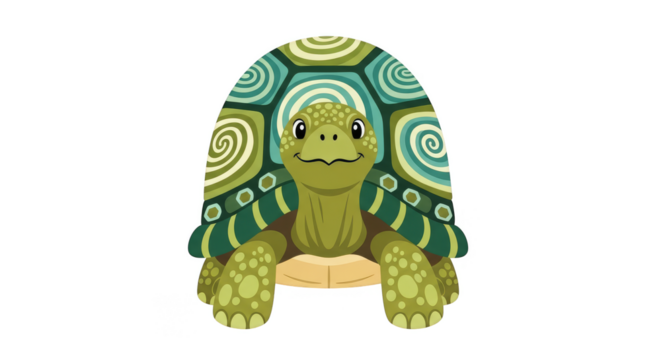 Smiling tortoise with swirled shell