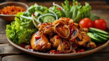 Delicious Chicken Stir Fry with Fresh Vegetables and Tomatoes.