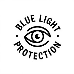 A logo design featuring an eye symbol with the text "Blue Light Protection" emphasizing eye safety and health against digital screen exposure