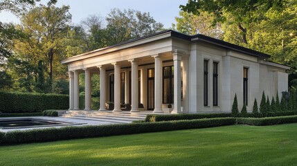 Obraz premium Neoclassical Pavilion: Serene Garden Oasis