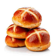 a stack of hot cross buns isolated on white and transparent background