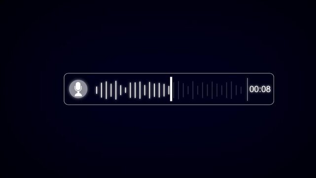 Abstract Wave Voice Animation. 17 seconds IMO Messenger Voice Message Recording Animation. Microphone Icon with Audio Spectrum Animation, Modern Voice Wave Animation Background