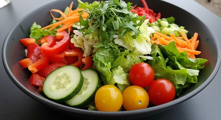 Fresh and colorful salad bowl with mixed vegetables creating a healthy eating experience