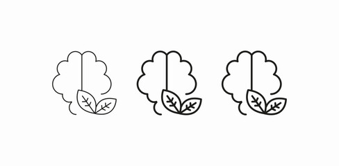 healthy brain leaves icon sign vector