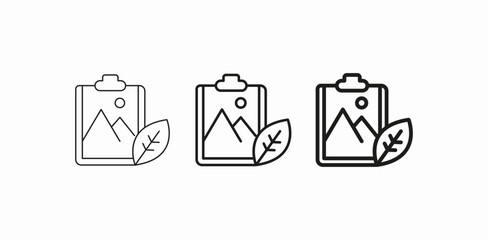 landscape leaf clipboard icon sign vector